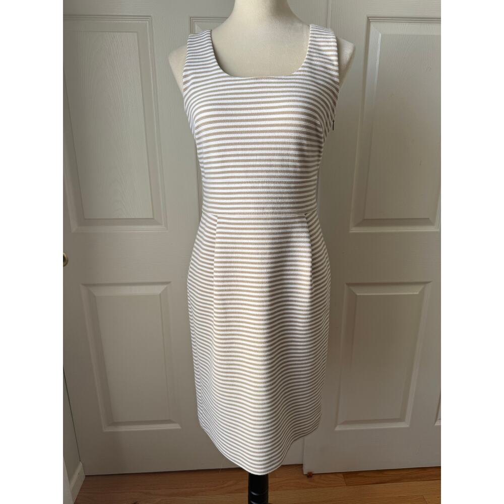 Banana Republic Beige & White Stripe‎ Tank Dress Size 4 Coastal Chic Neutral